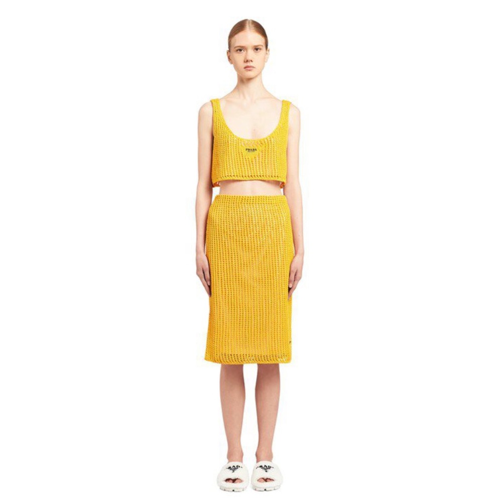 Prada Openwork Cotton Crop Top